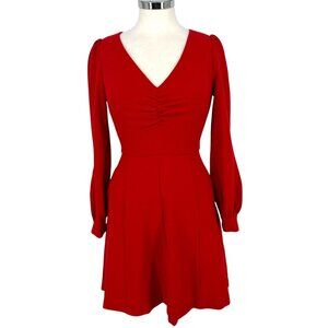 FRNCH Aldina A-Line V-Neck Mini Dress Red Size XS NWT